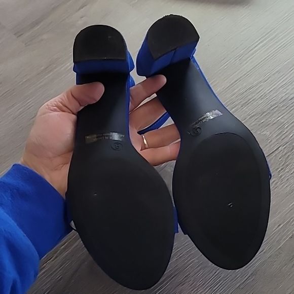 Dream Pairs Royal Blue Suede Hi Chunk High Heel Sandals Women's Size 8 - Picture 5 of 5